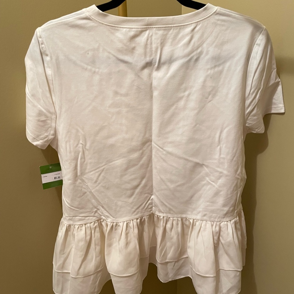 Kate Spade White Short Sleeve Peplum Top - Picture 6 of 6